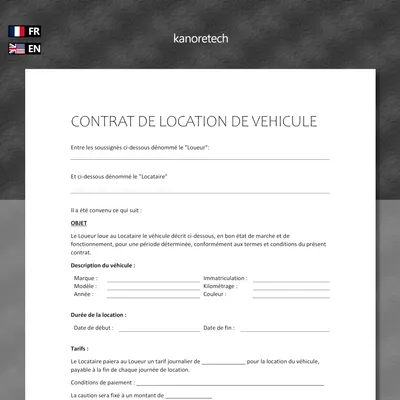 Contrat location véhicule