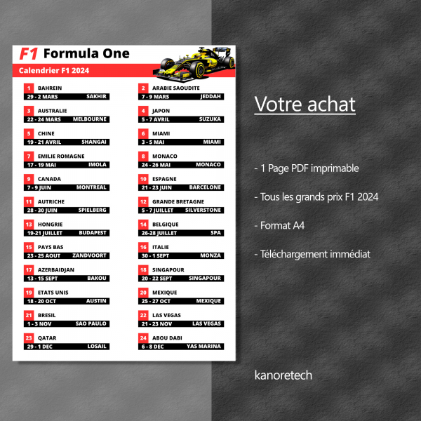 calendrier f1