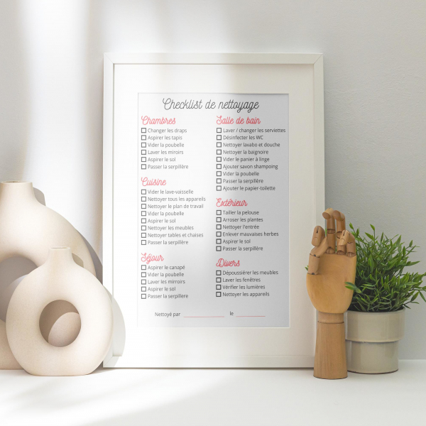 checklist nettoyage