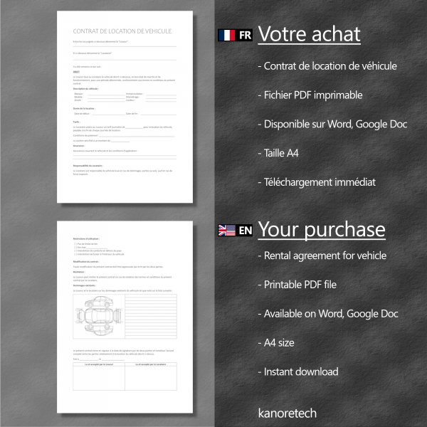 contrat location vehicule